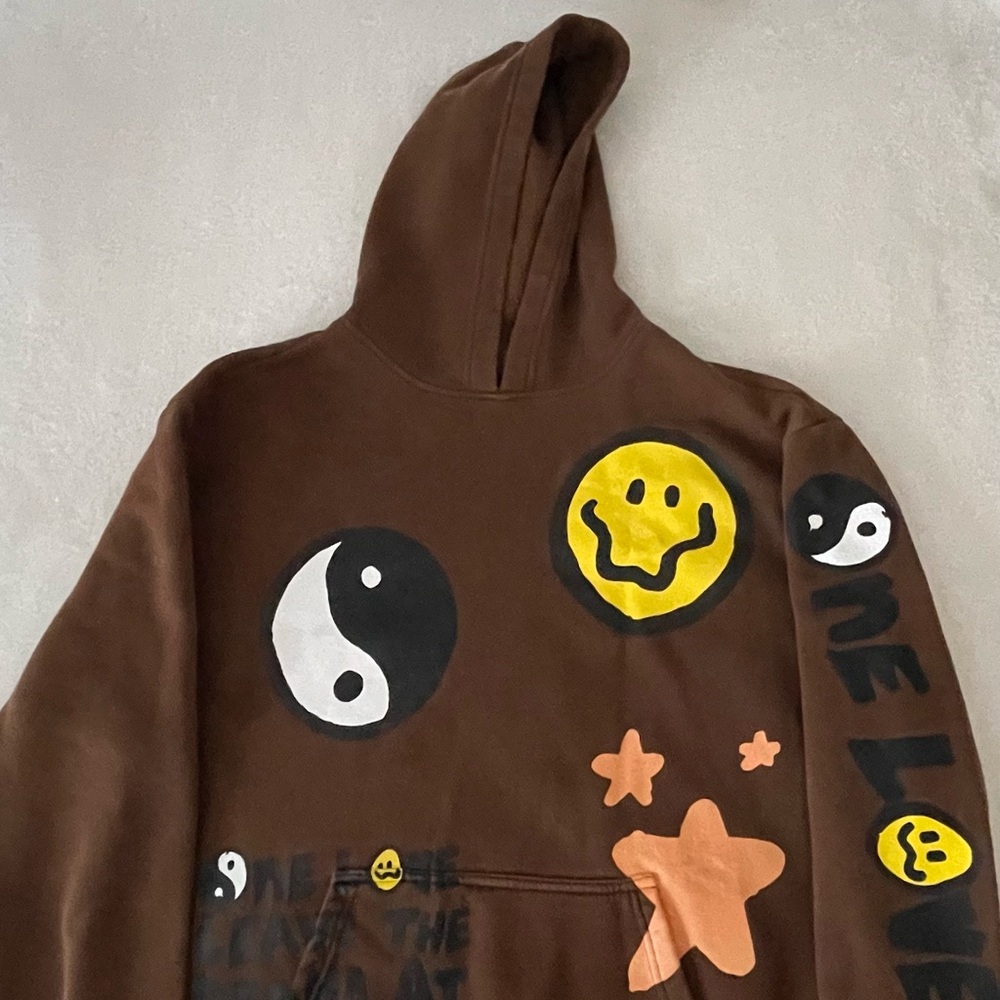Vintage PacSun Brown Hoodie, One Love Leave the Drama at the Door